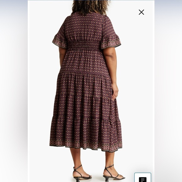 NWOT Max Studio Boho Print Short Sleeve V-Neck Maxi Dress in Purple/ Pink Sz 1X - Picture 9 of 11